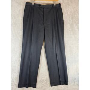 Brooks Brothers 346 Wool Dress Pants 36x30 Charcoal Gray Pleated Cuffed Trousers